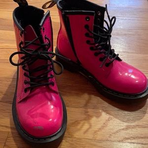 Girls Dr. Marten Hot Pink Patent Boots